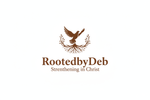 Rooted by Deb Logo - Wide Dark Brown